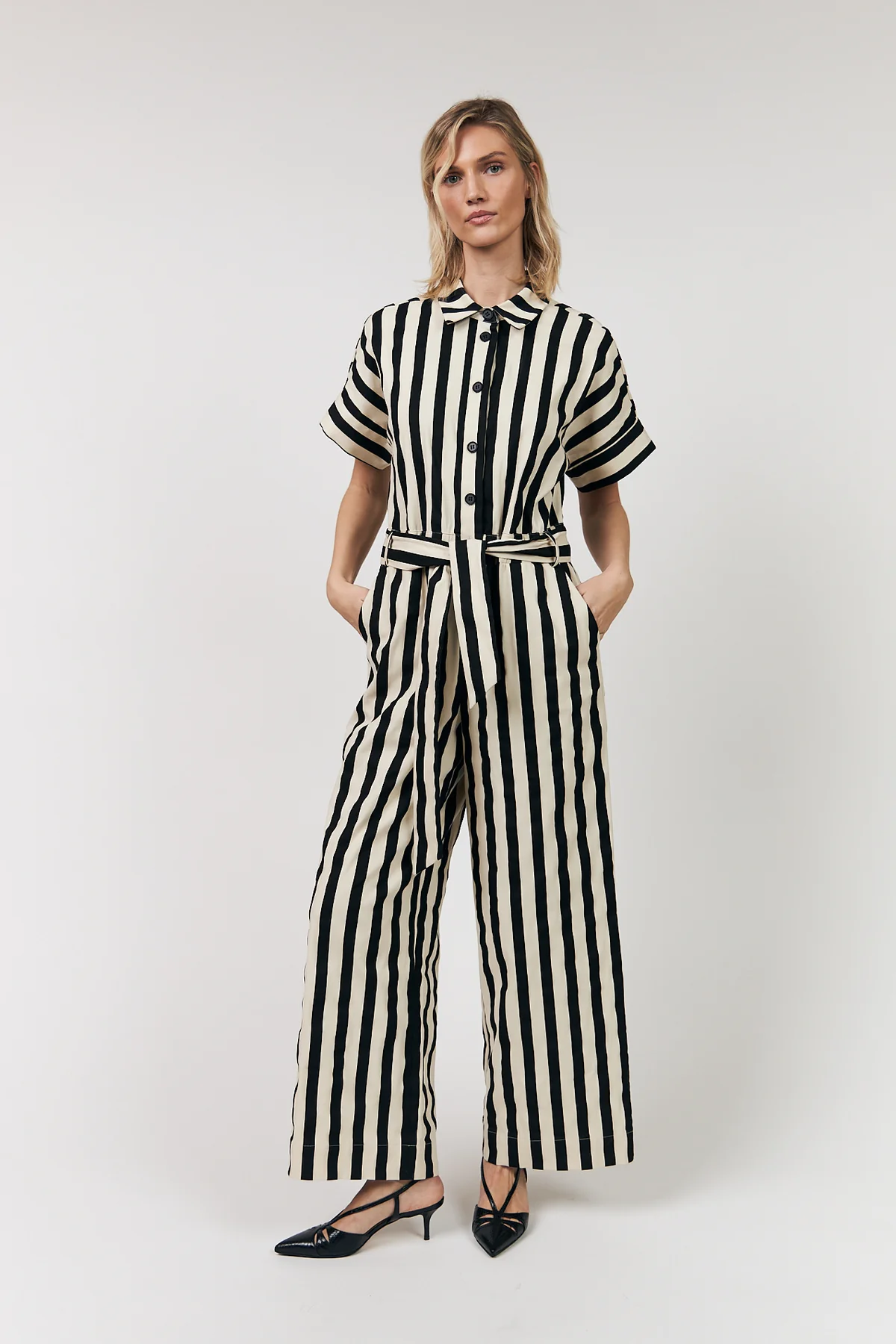 Black Stripe Jumpsuit