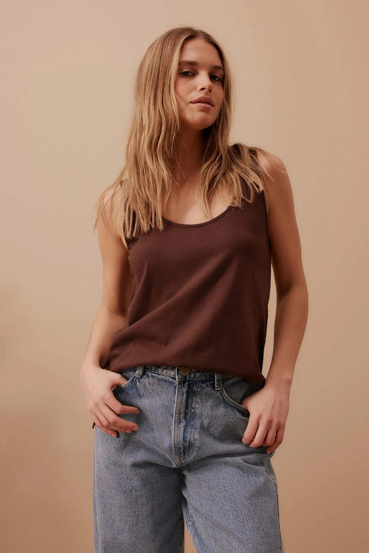 Bloom Slouchy Scoop Tank Chocolate
