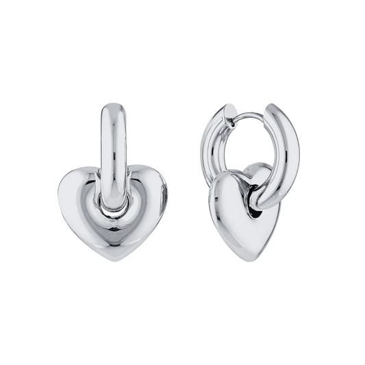 Lisa Puffy Heart Earrings Silver