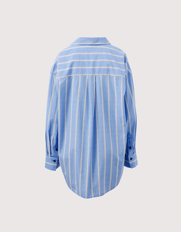 Peta Oversized Shirt - Bay Blue/Butter stripe