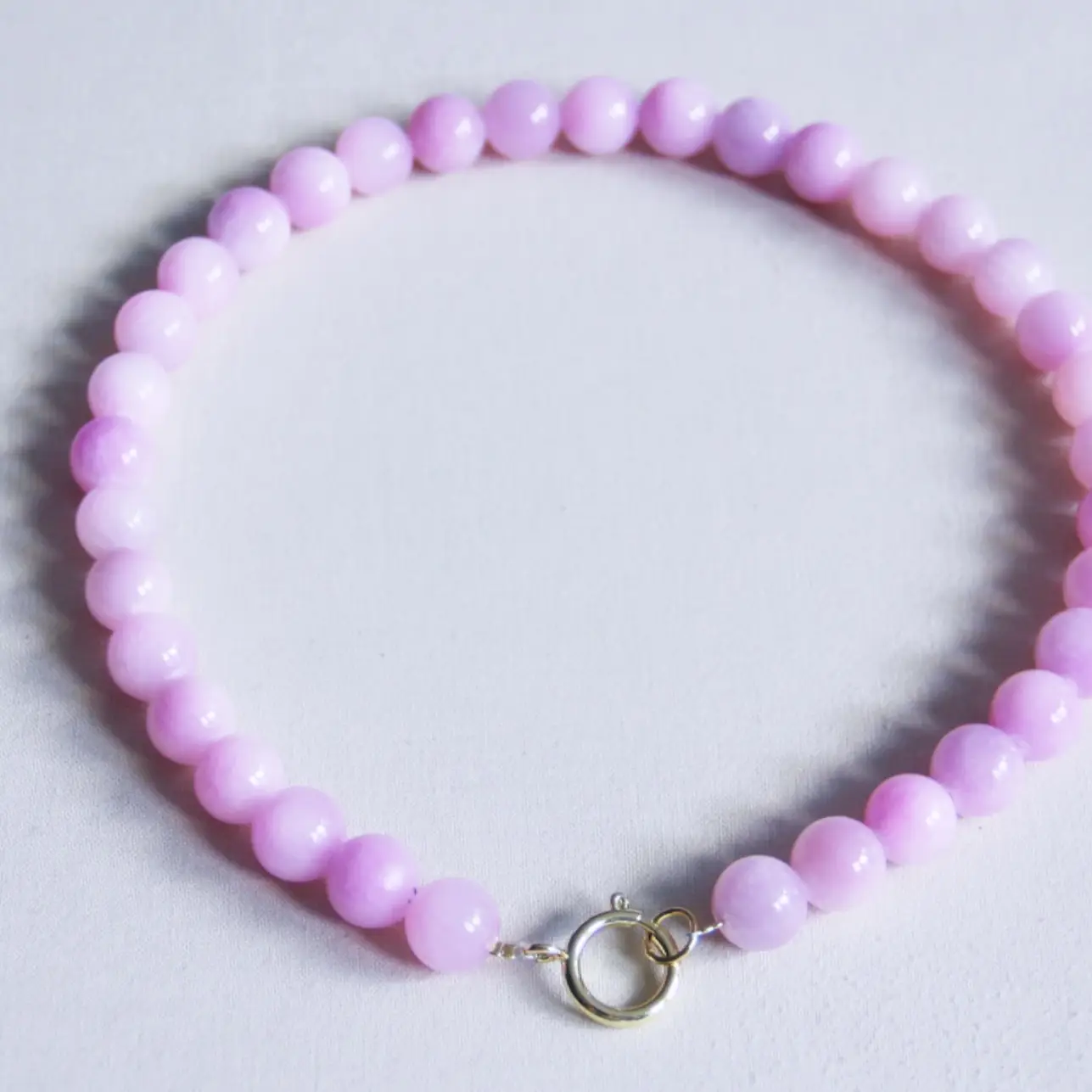 Natural Stone Bead Necklace Lilac