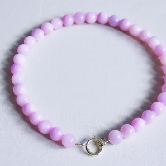 Natural Stone Bead Necklace Lilac
