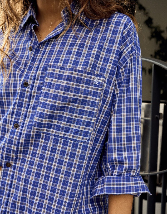 Peta Oversized Shirt - Polo Blue Check