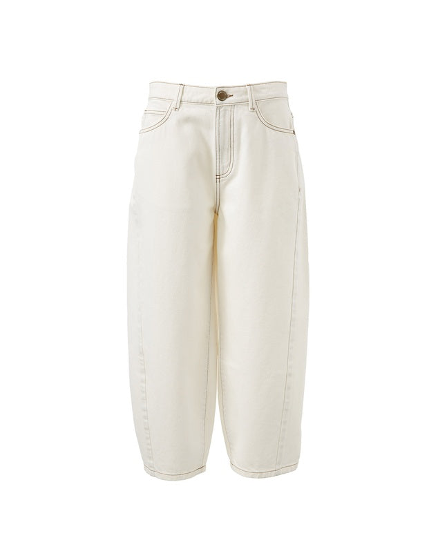 Maggie Tapered Barrel Jean - Fresh Ecru
