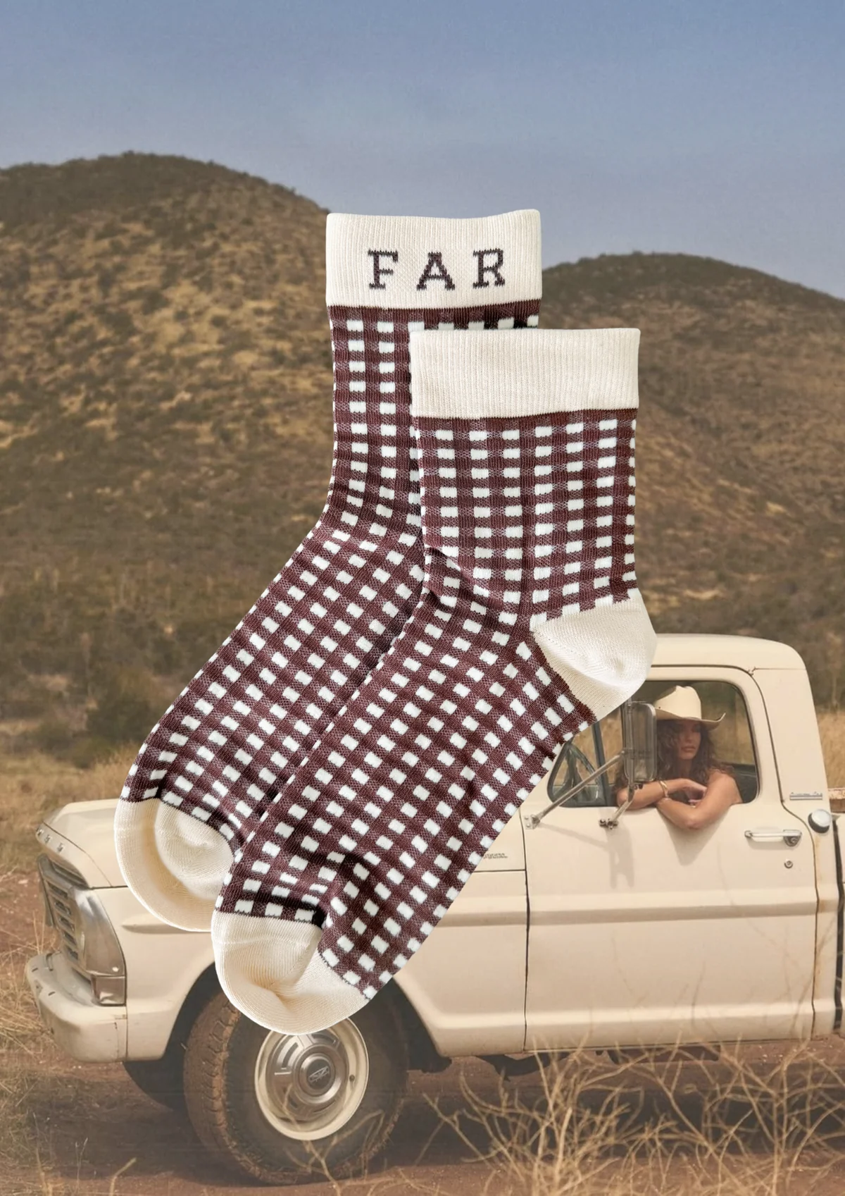 Far Mer Cocoa  Check Socks