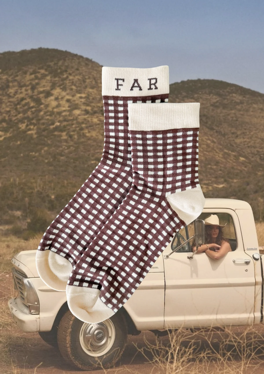 Far Mer Cocoa  Check Socks
