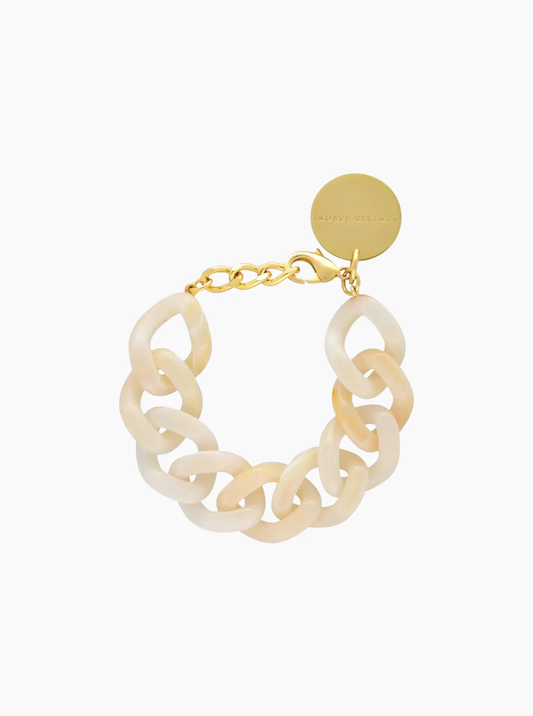 Flat Chain Bracelet Pearl Marble