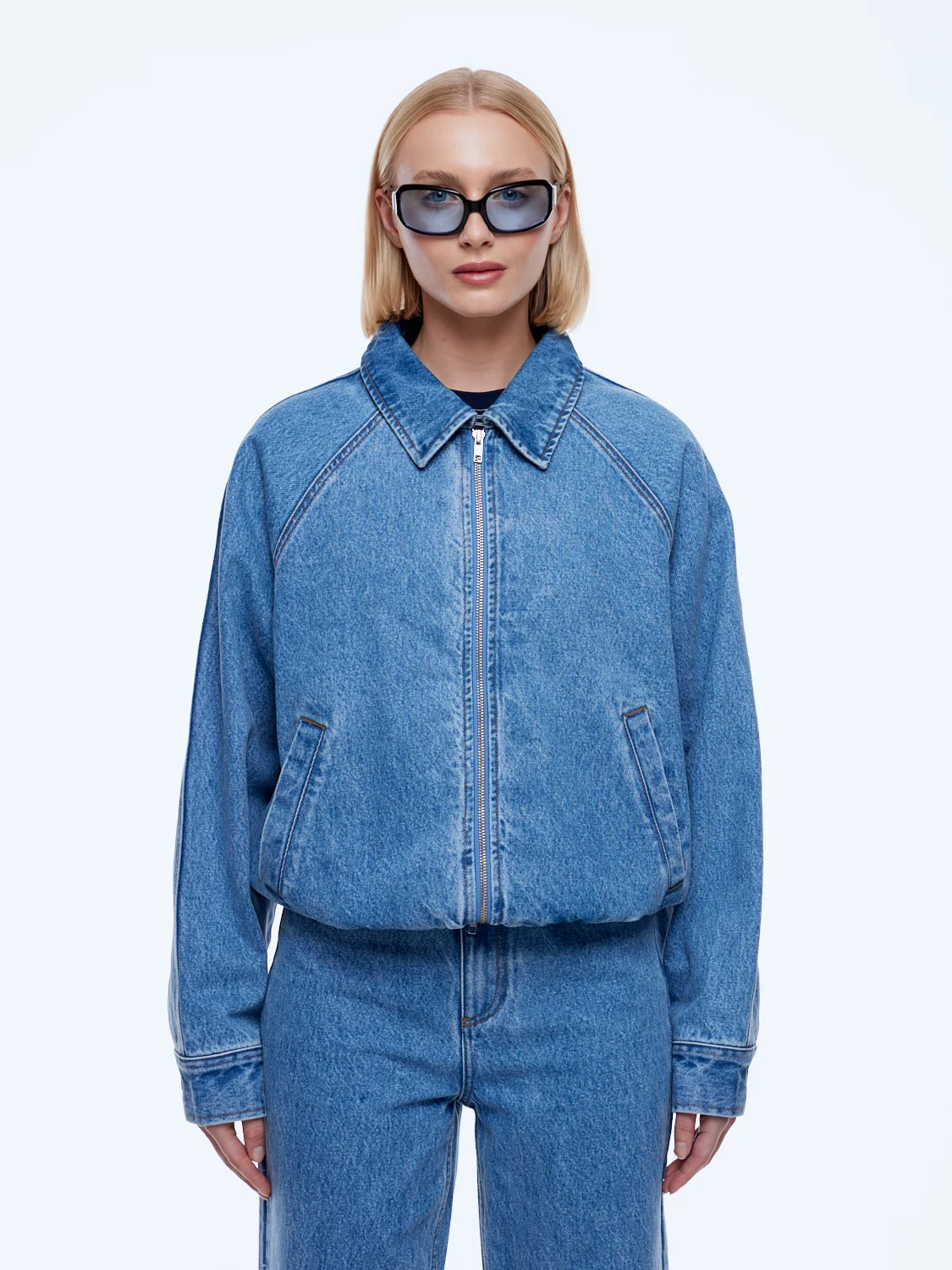 Billy Denim Bomber- Light Indigo
