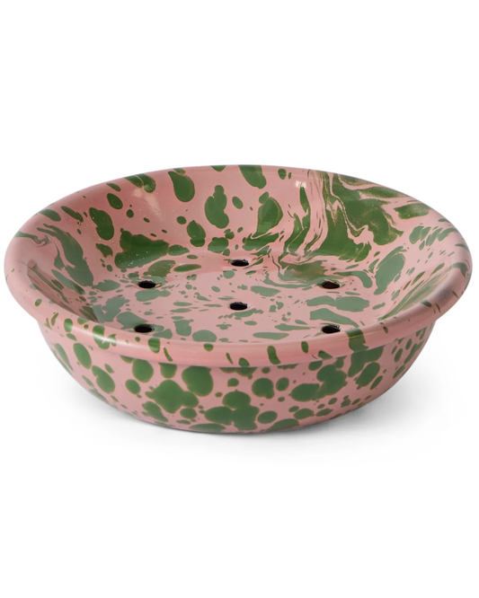 Enamel Soap Dish - Pink & Green