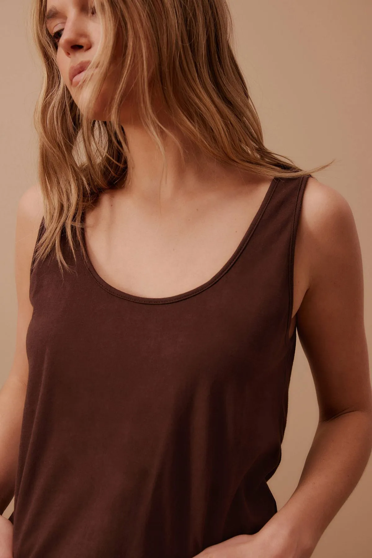 Bloom Slouchy Scoop Tank Chocolate