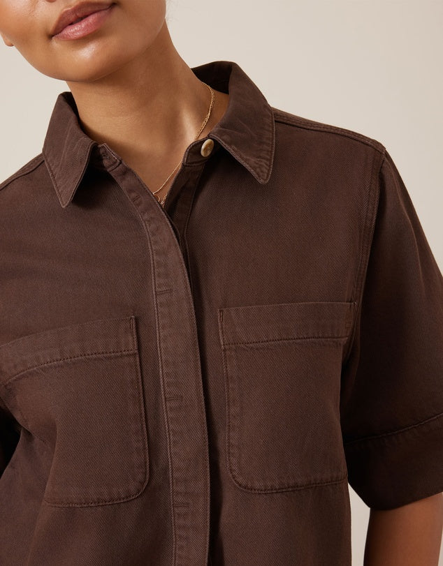 Noa Short Sleeve Shirt Chocolate