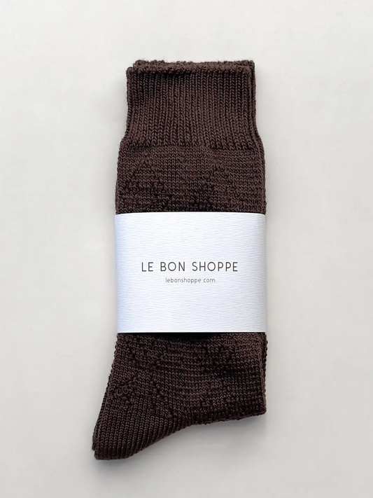 Modal Eyelet Socks - Brown