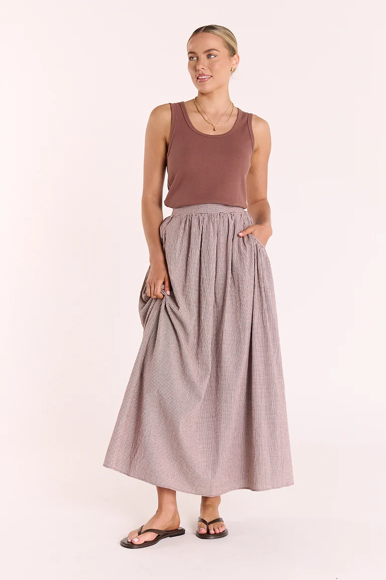 Lottie Skirt Chocolate Gingham