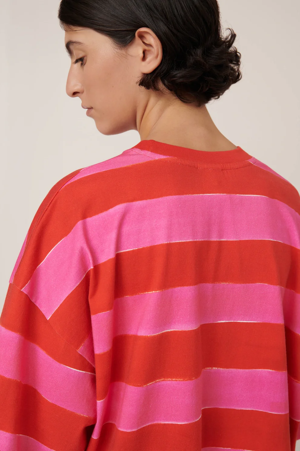 Oversized Boxy Tee Painted Stripe