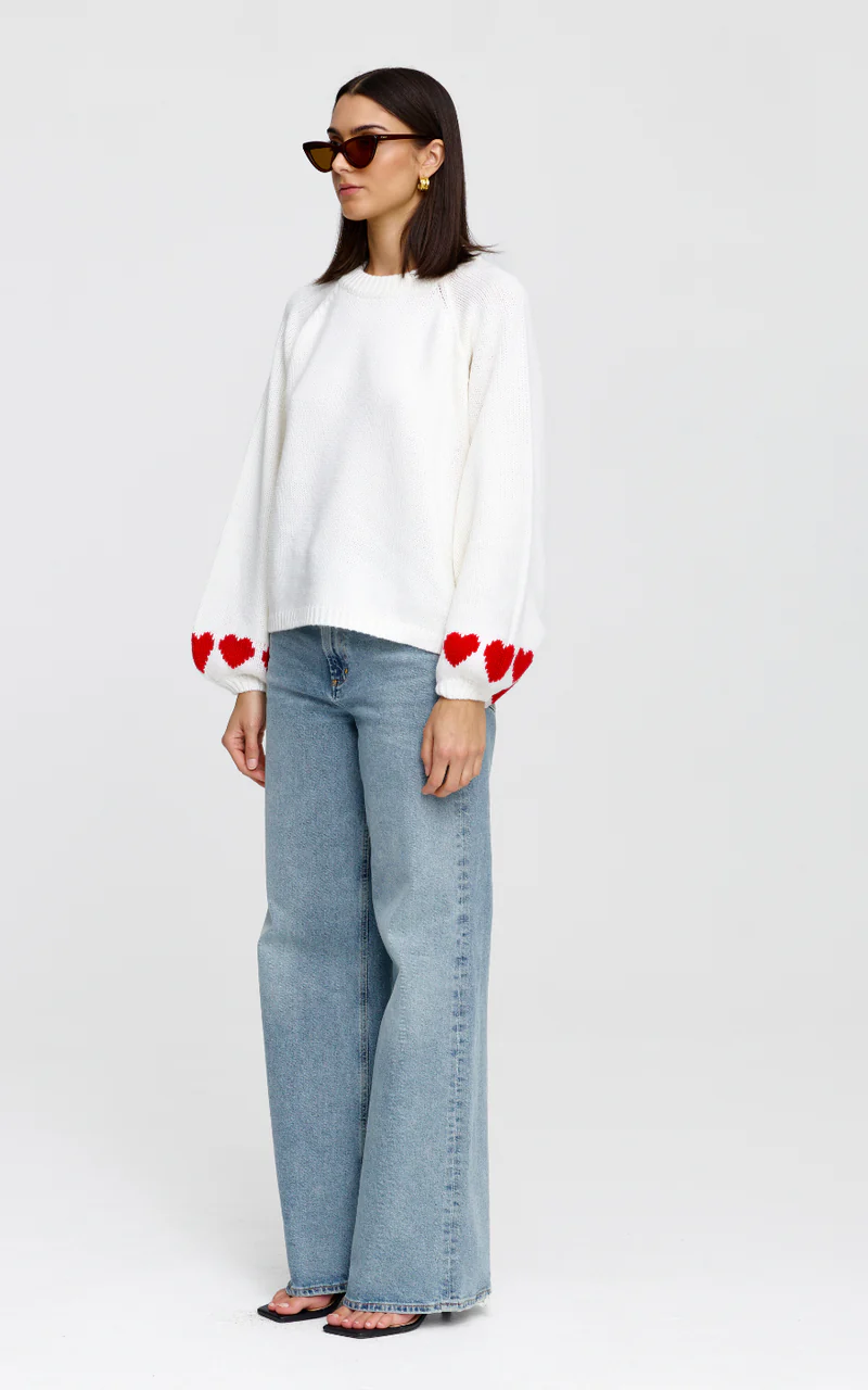 Cherie Hearts Knit Ivory