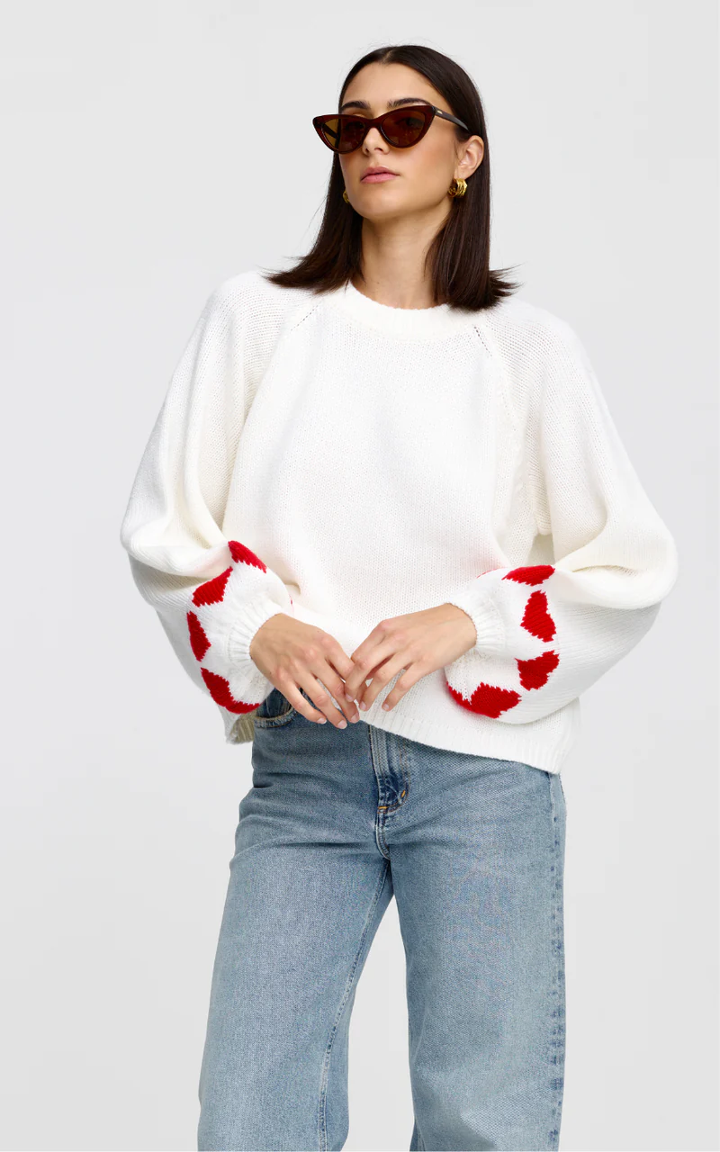 Cherie Hearts Knit Ivory