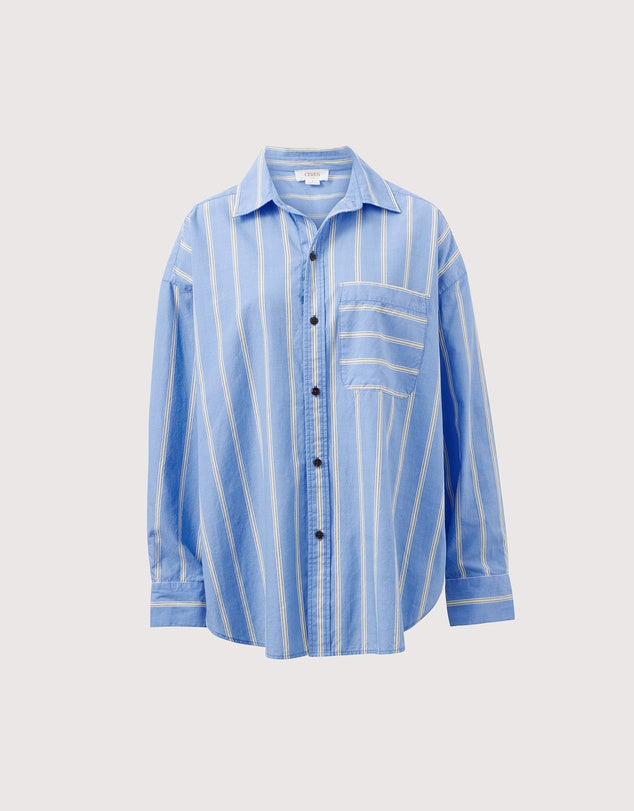 Peta Oversized Shirt - Bay Blue/Butter stripe