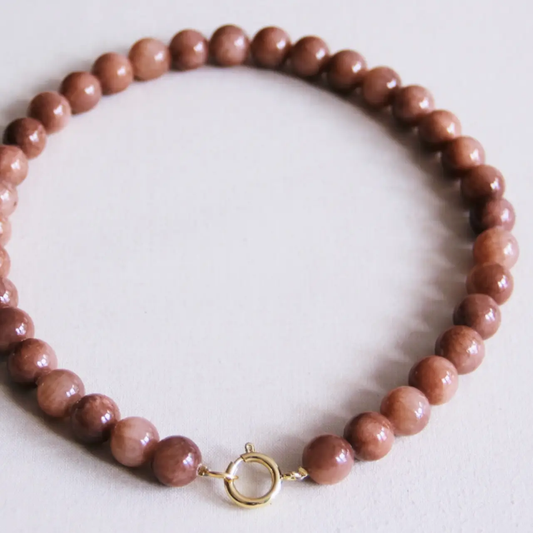 Natural Stone Bead Necklace Brown