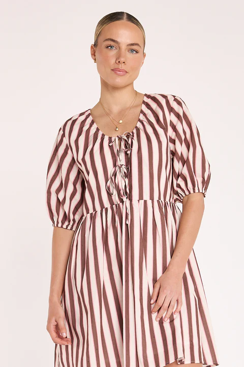Sophia Dress - Cocoa Stripe