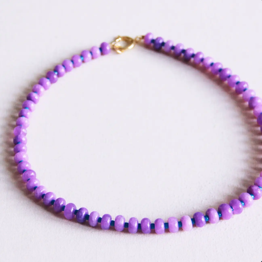 Natural Stone Donut Bead Necklace Purple/Blue