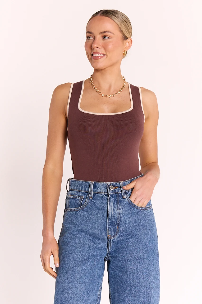 Millie Contrast Tank Chocolate Cream
