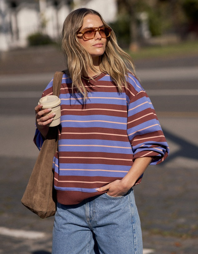 Romy Crew Blue/Pink Clay/Burnt Toffee