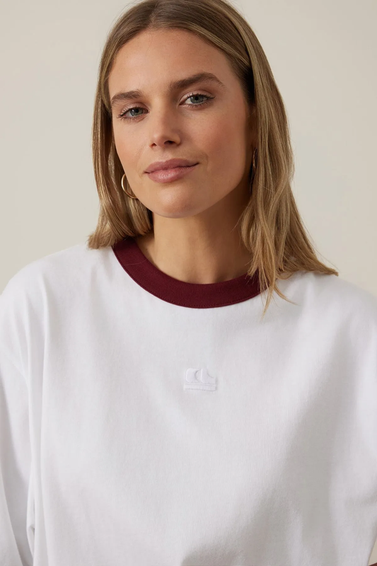 Phoebe Premium Tee White/Burgundy