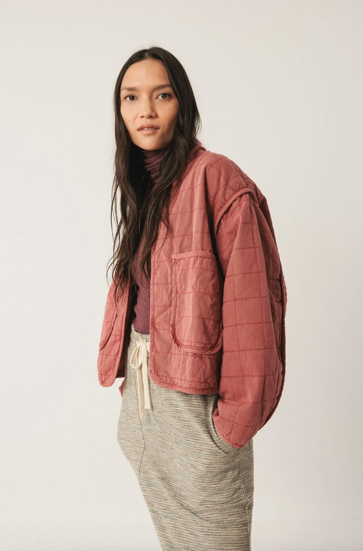 Quilted Kimono Jacket Frambuesa