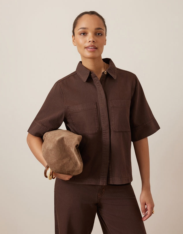 Noa Short Sleeve Shirt Chocolate