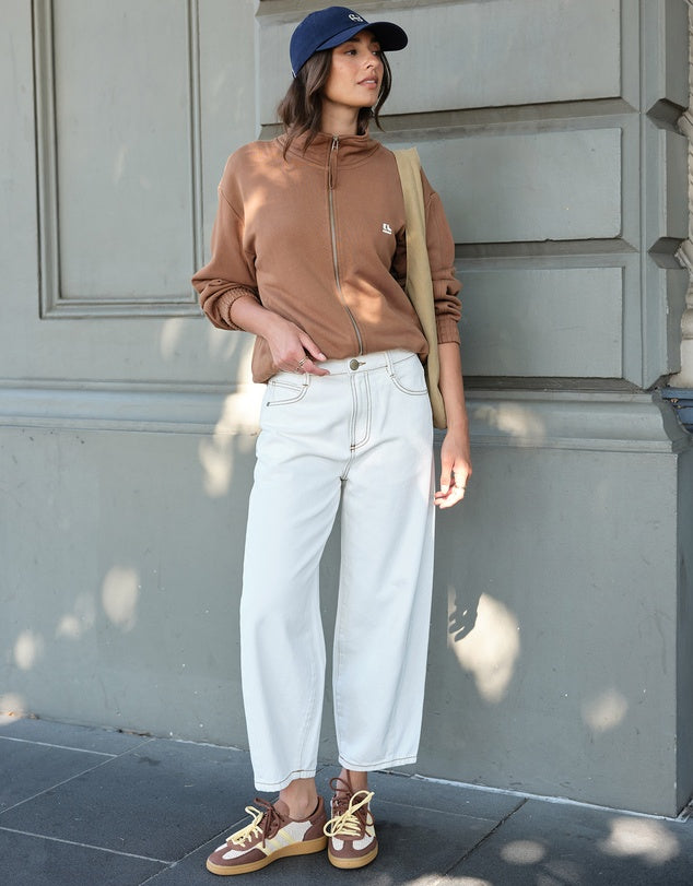 Maggie Tapered Barrel Jean - Fresh Ecru