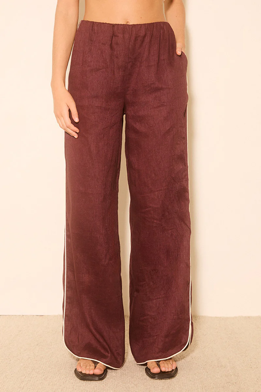 Aleria Pant Plum Contrast Bind