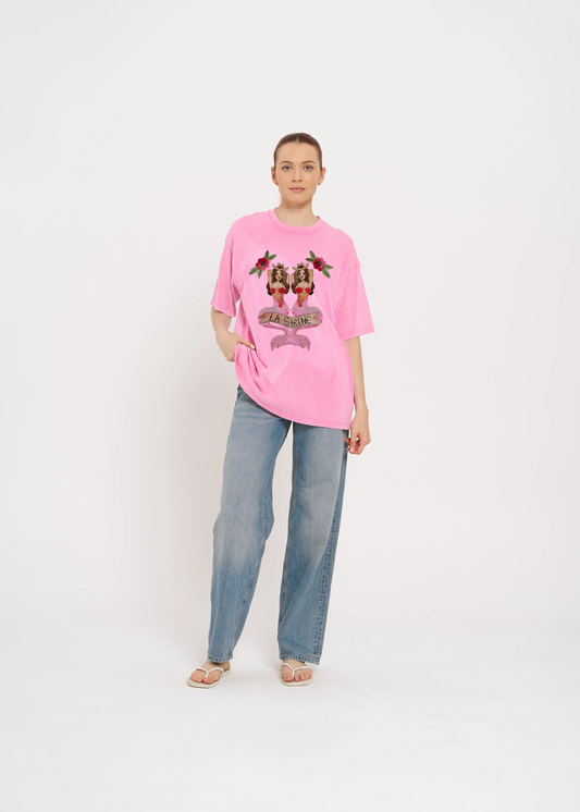 Mermaid La Sinene Oversize Tee- Pink Snow Wash