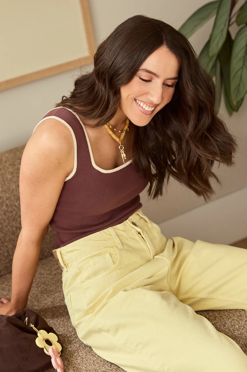 Millie Contrast Tank Chocolate Cream