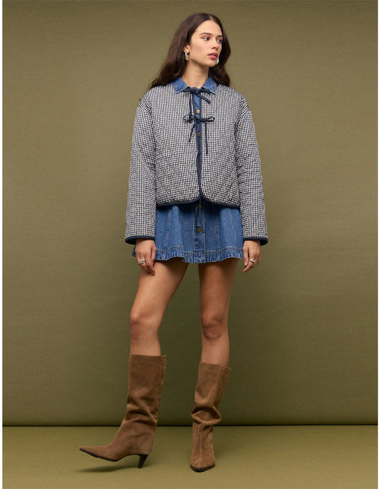 Tie Front Reversible Quilted Jacket