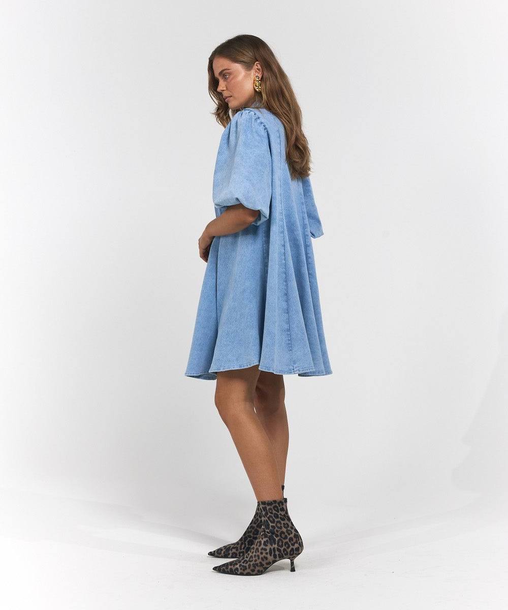 Peyton Mini Dress Denim Blue