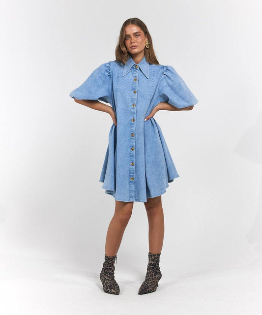 Peyton Mini Dress - Denim Blue