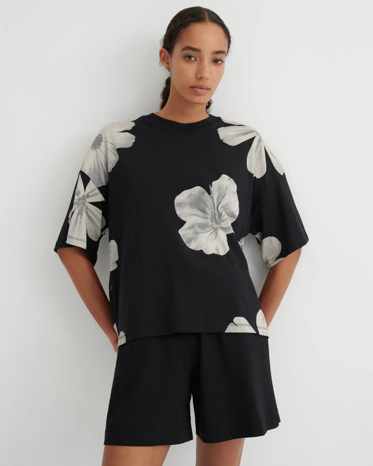 Kowtow Monochrome Floral oversized boxy tee